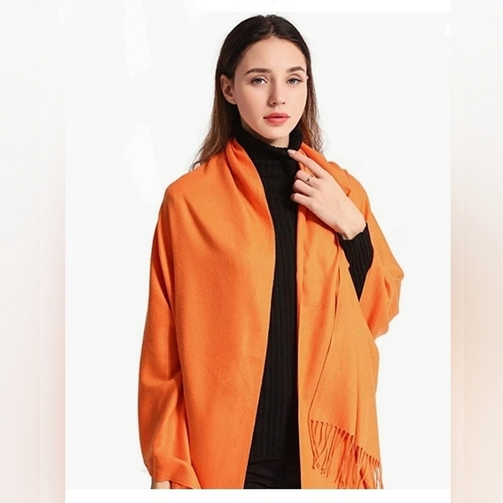 Orange Parshmina Shawl Scarf Wrap Nwt